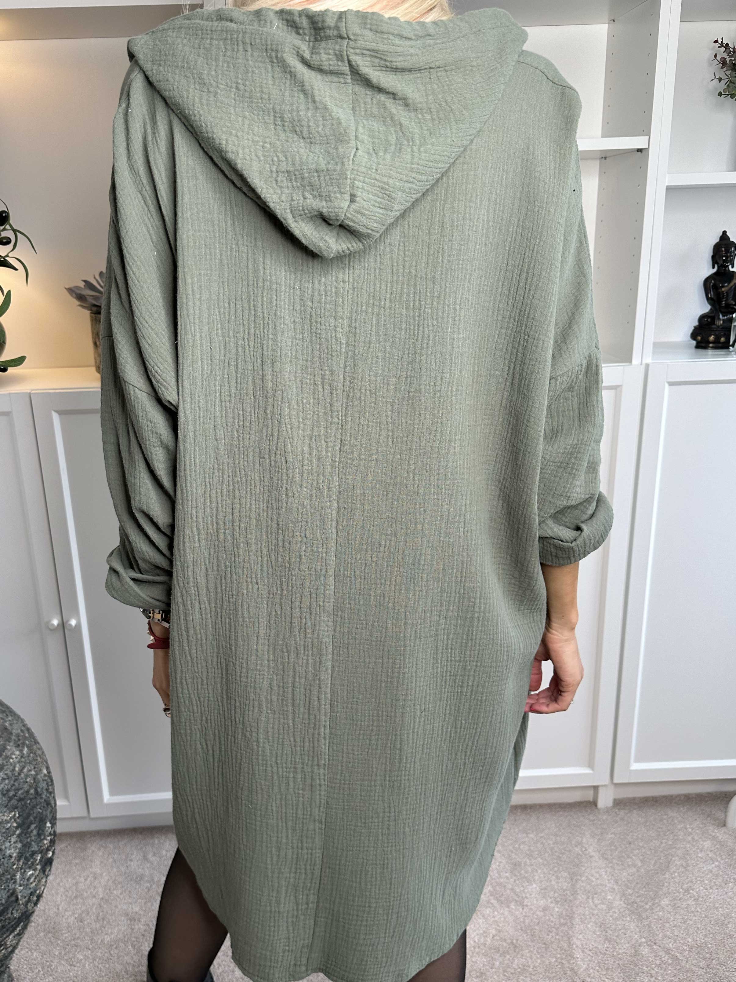 Caro - Blød oversized kjole i bomuld med hætte